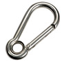 Carabiner hook flush closure w. eye AISI 316 6 mm